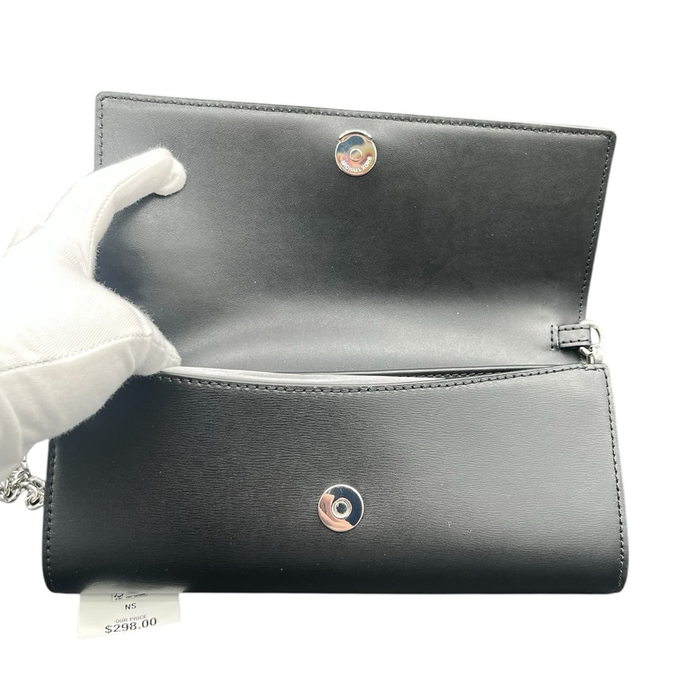 Michael Kors Black Medium Leather Flap Clutch / Crossbody - Picture 5 of 9